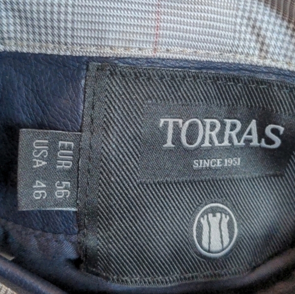 Torras Blue Quiet Luxury Linen Silk and Lambskin Leather Designer Jacket size 46 - Picture 5 of 8